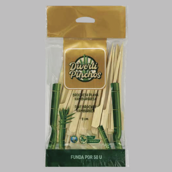 Brocheta plana hamburguesa 9cm / 50u.