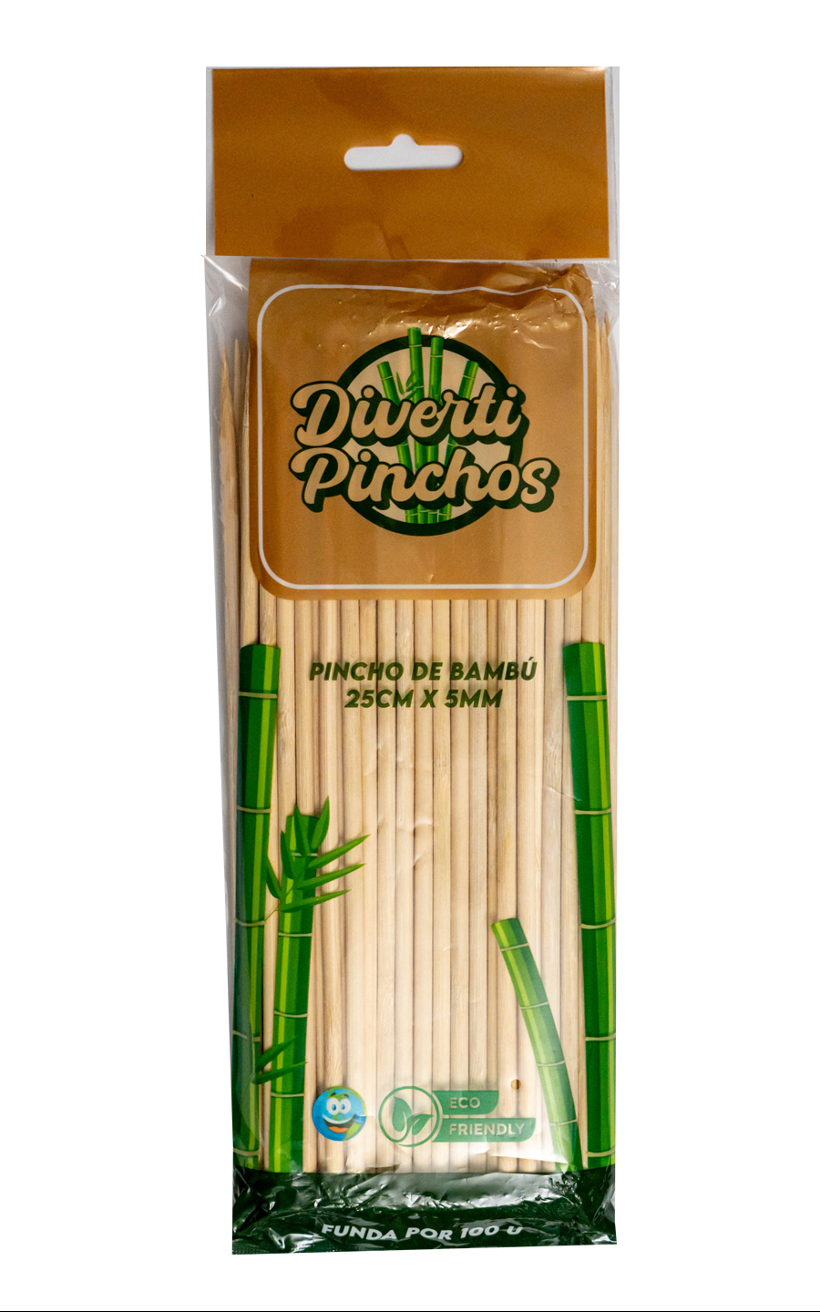 Pinchos de bambú 25cm x 5mm 100u.