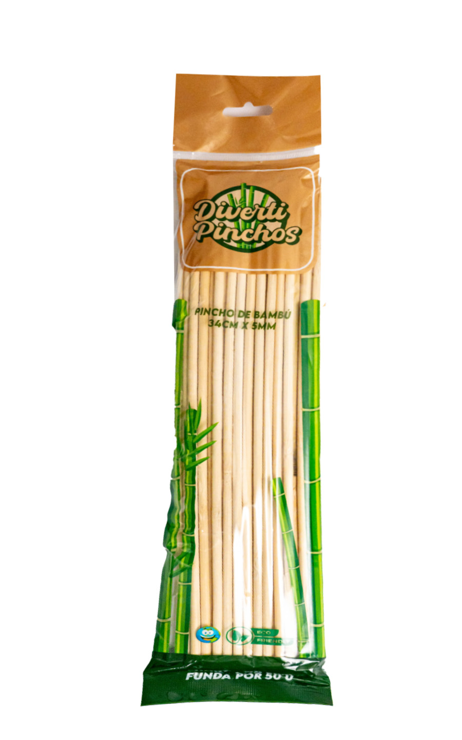 Pinchos de bambú 34cm x 5mm 50u.