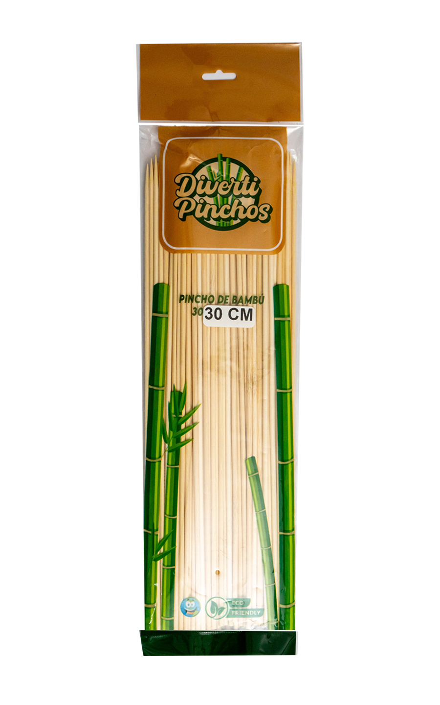 Pinchos de bambú 30cm x 4mm 100u.